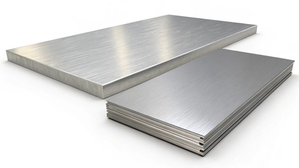 alt text: Comparison of thin aluminum sheet and thick aluminum plate